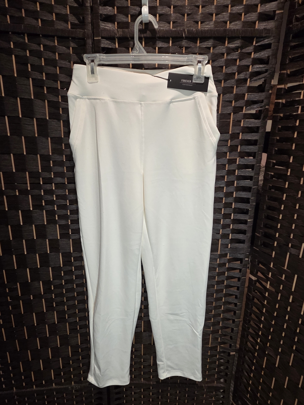Forever 21 Cream Slim Pull-On Pants